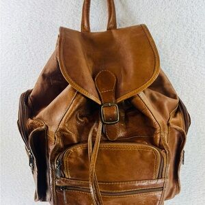 Boulder Ridge Full Grain Leather Backpack Brown Colombian Made Hiking Travel Bag